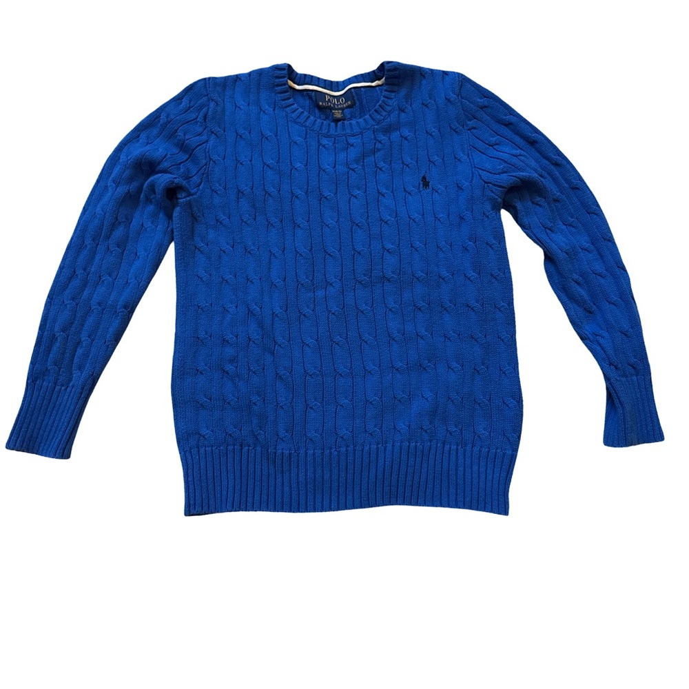 Polo by Ralph Lauren Blue Crewneck Cable Knit Sweater